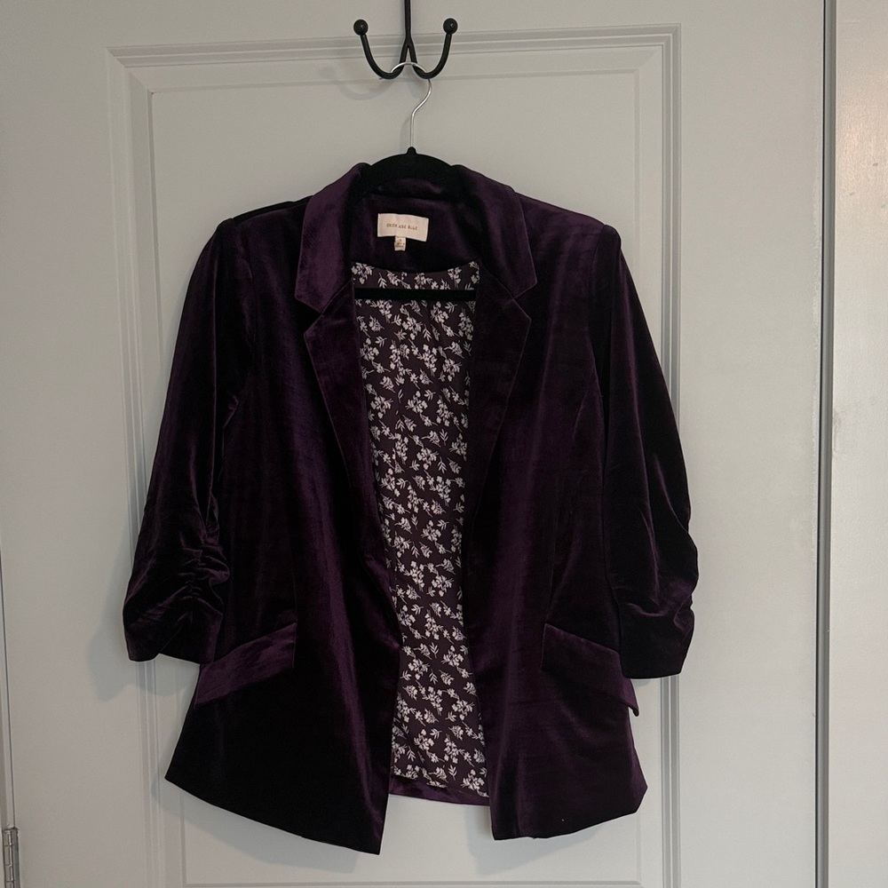 Skies Are Blue Rich Purple Velvet Blazer